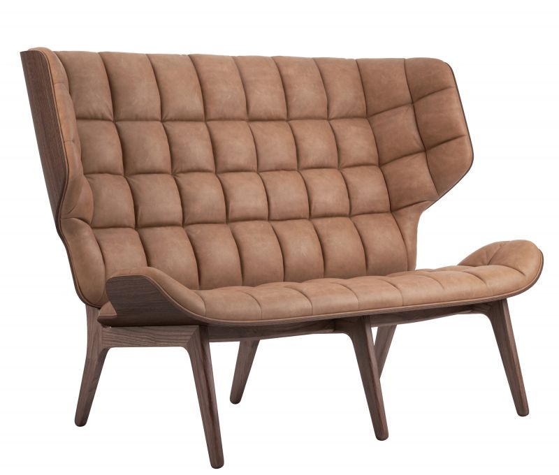 Mammoth Sofa Lederbezug NORR11 Eiche dunkel gebeizt Dunes Leder Camel